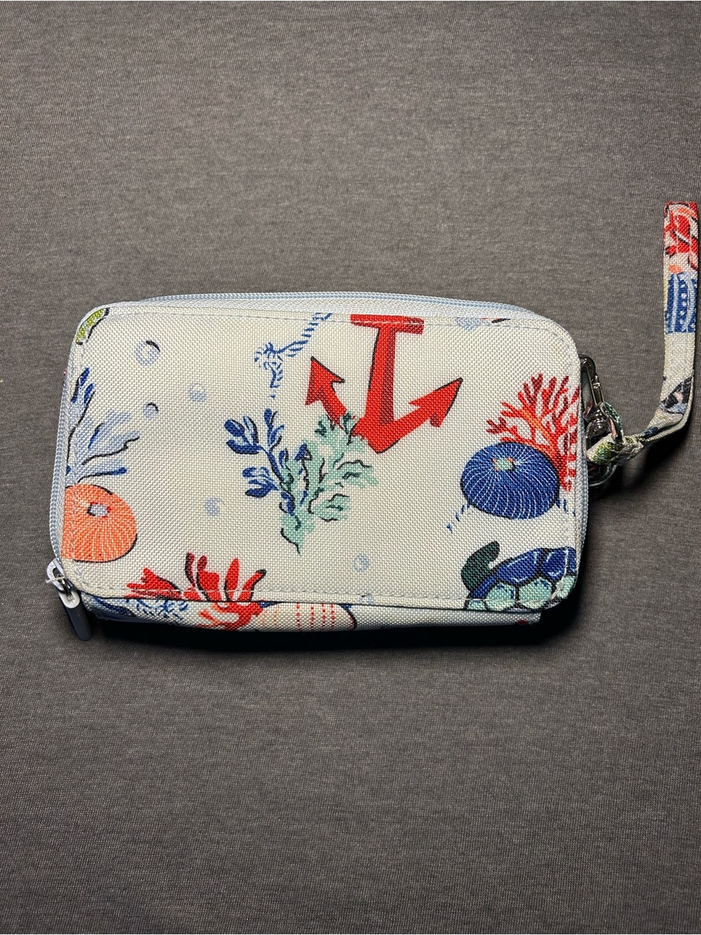 Vera Bradley Coastal Print Wristlet in White with Red & Blue Accents - Picture 2 of 6